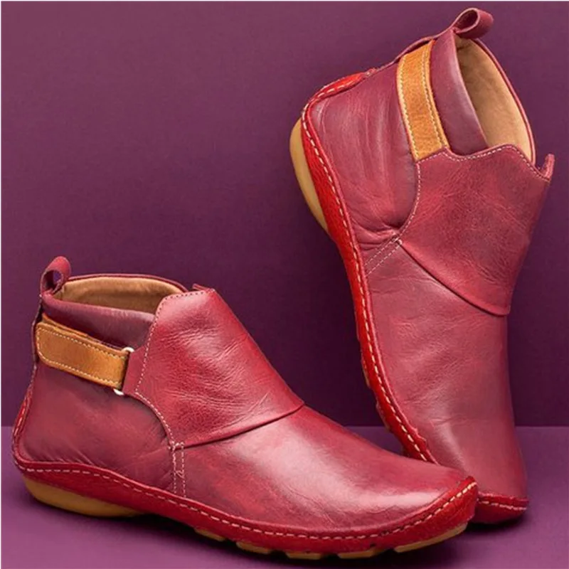 Women Autumn Winter Retro Punk Boots PU Leather Shoes Female Ankle Boots Flat Snow Boots Ladies Round Toe Short Boots Big Size
Women Autumn Winter Retro Punk Boots PU Leather Shoes Female Ankle Boots Flat Snow Boots Ladies Round Toe Short Boots Big Size