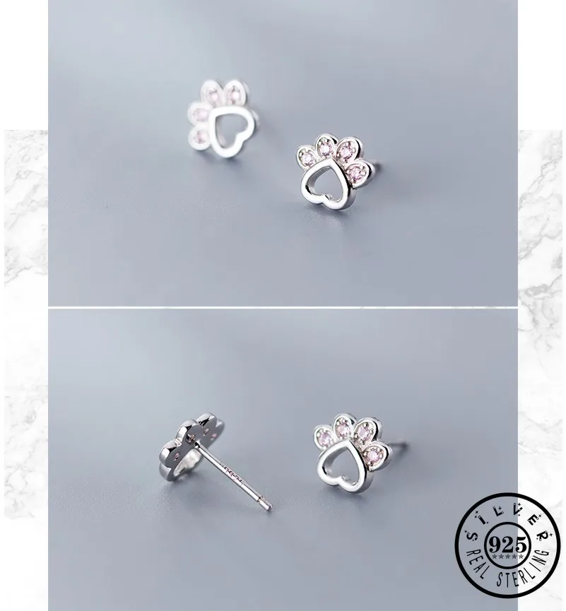 925 Sterling Silver Small Cute Cat's Paw Shape with Zircon Stone Rose Gold Color Plated Stud Earrings Jewelry for Women Girls
925 Sterling Silver Small Cute Cat's Paw Shape with Zircon Stone Rose Gold Color Plated Stud Earrings Jewelry for Women Girls