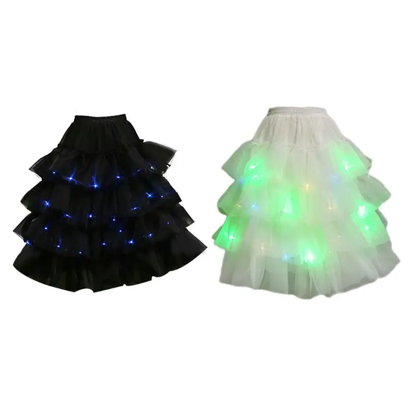 Women Lolita Layered Tulle Skirt LED Light Luminous Petticoat Tiered Ruffled Elastic Waist Bustle Hoopless Underskirt
Women Lolita Layered Tulle Skirt LED Light Luminous Petticoat Tiered Ruffled Elastic Waist Bustle Hoopless Underskirt