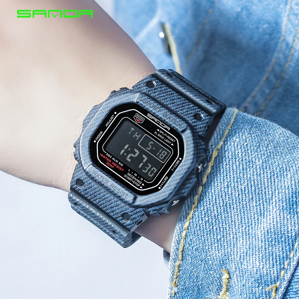 SANDA Fashion Denim Sport Men's Watches G Style LED Waterproof Military Digital Watch Shock Resist Clock relogio masculino 
SANDA Fashion Denim Sport Men's Watches G Style LED Waterproof Military Digital Watch Shock Resist Clock relogio masculino