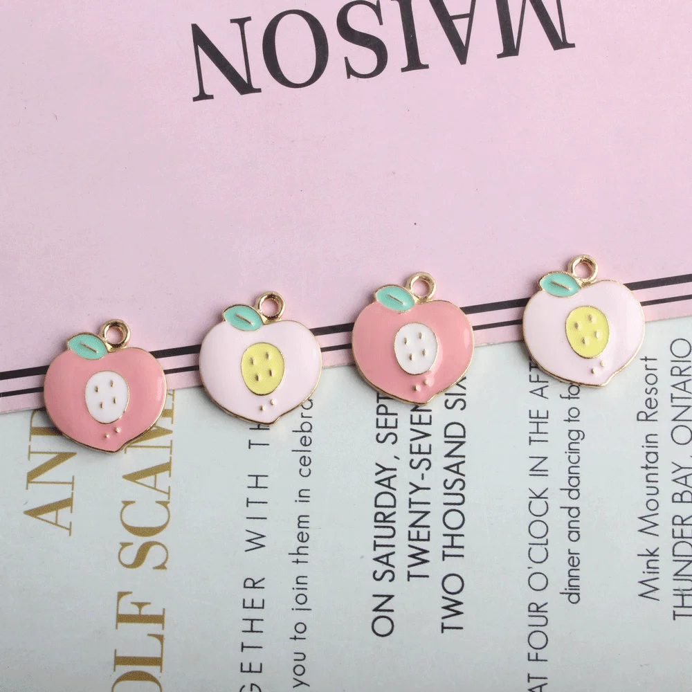 10pcs/lot Oil Drop Cute Peach Charms Pendants Fruit Enamel Metal Charms Fit DIY Earrings Bracelets Jewelry Accessory 15*17mm
10pcs/lot Oil Drop Cute Peach Charms Pendants Fruit Enamel Metal Charms Fit DIY Earrings Bracelets Jewelry Accessory 15*17mm