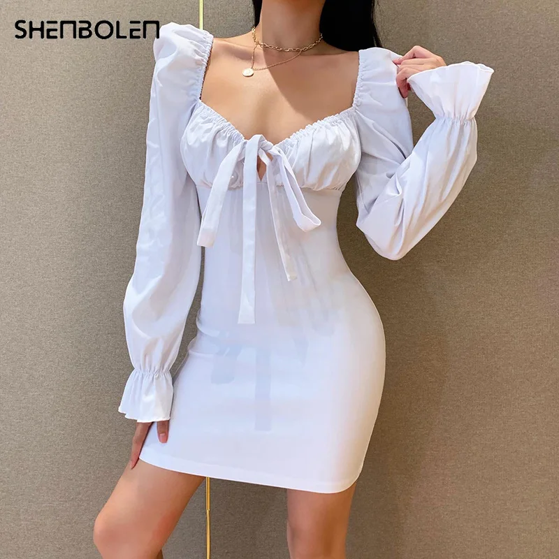 Women's Dress bandage V-neck Front Ruched Butterfly Sleeve Elegant Slim Sexy Backless Casual Solid Mini Dress Autumn
Women's Dress bandage V-neck Front Ruched Butterfly Sleeve Elegant Slim Sexy Backless Casual Solid Mini Dress Autumn