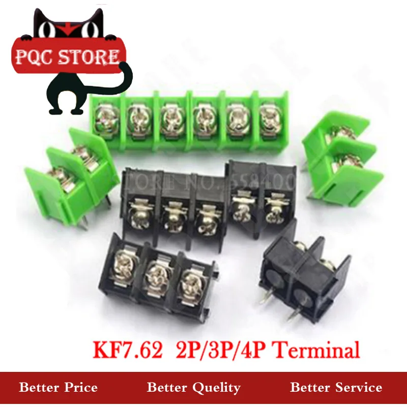 100PCS/lot 7.62 mm KF7.62 - 2P 3P 4P MG 762 - 2 3 4 Pin Can be spliced Screw Terminal Block Connector Black Green 7.62mm Pitch