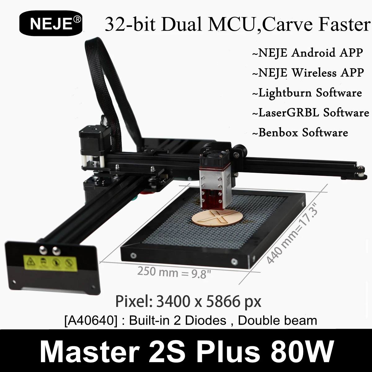 NEJE Master 2S Plus 80W CNC Laser Wood Engraver Cutter Cutting Engraving Machine for MDF/Metal,App Control-Bluetooth Lightburn
NEJE Master 2S Plus 80W CNC Laser Wood Engraver Cutter Cutting Engraving Machine for MDF/Metal,App Control-Bluetooth Lightburn