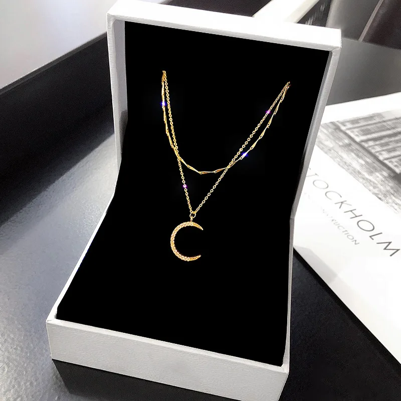 Moon Zircon Pendant Necklace Female Light Luxury Korean Double Layer High Quality Clavicle Chain
Moon Zircon Pendant Necklace Female Light Luxury Korean Double Layer High Quality Clavicle Chain