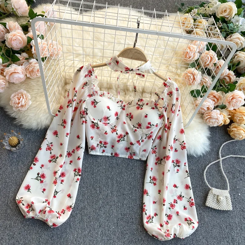 Sexy Women Tops Gothic Floral Elegant Chiffon Blouse Shirts Long Sleeve Lady Crop Tops Print Clothing 
Sexy Women Tops Gothic Floral Elegant Chiffon Blouse Shirts Long Sleeve Lady Crop Tops Print Clothing