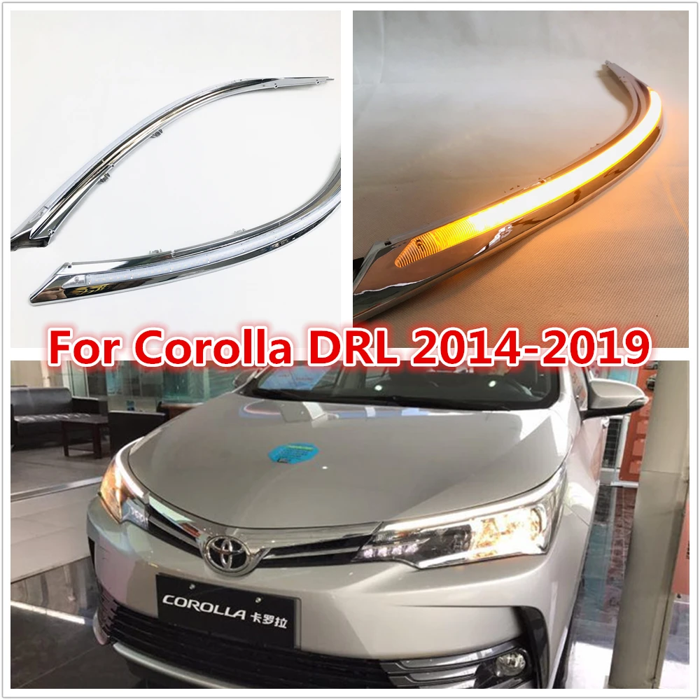 For Toyota corolla 2014 2019 LED DRL Headlight Eyebrow Daytime Running Light fog lamp With Flowing dynamic Yellow Turn Signal
For Toyota corolla 2014 2019 LED DRL Headlight Eyebrow Daytime Running Light fog lamp With Flowing dynamic Yellow Turn Signal
