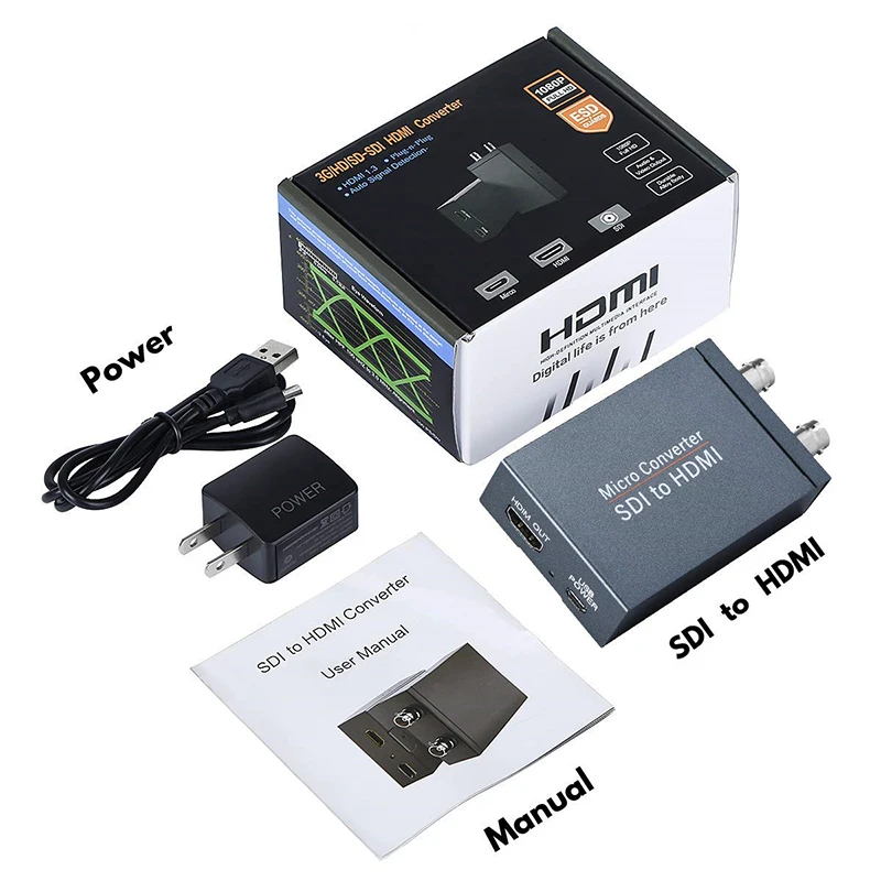 SDI в HDMI / с адаптером питания Mini 3G HD SD видео микро конвертер аудио для камеры