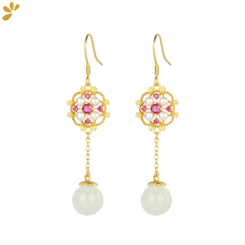 Trendy Vintage 925 Sterling Silver White Jade Bead Shell Pearl Drop Earrings Fine Jewelry For Women Long Dangle Earring Party 
Trendy Vintage 925 Sterling Silver White Jade Bead Shell Pearl Drop Earrings Fine Jewelry For Women Long Dangle Earring Party