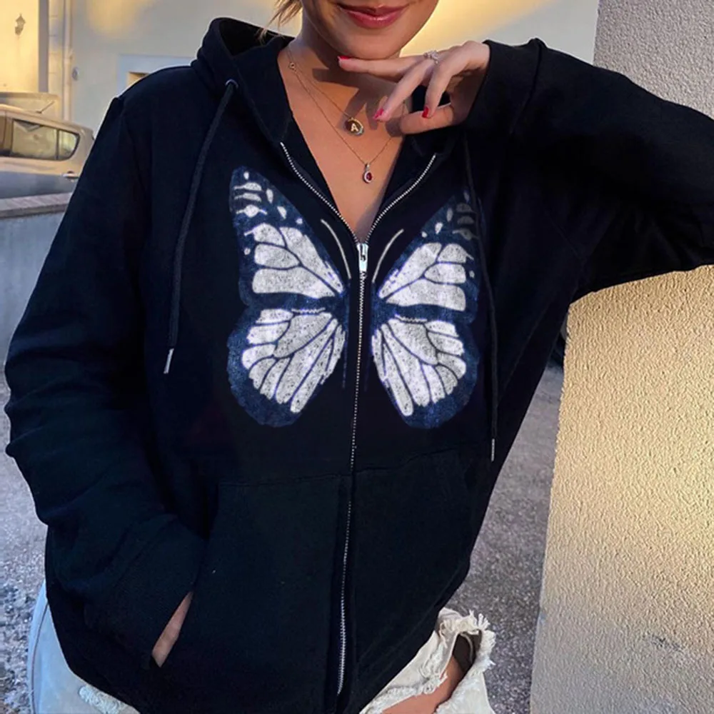 Fall Winter Women's New Hoodie Lengthen Loose Fashion Dark Casual Style Butterfly Hot Rhinestone Printed Zipper Solid Color Top
Fall Winter Women's New Hoodie Lengthen Loose Fashion Dark Casual Style Butterfly Hot Rhinestone Printed Zipper Solid Color Top