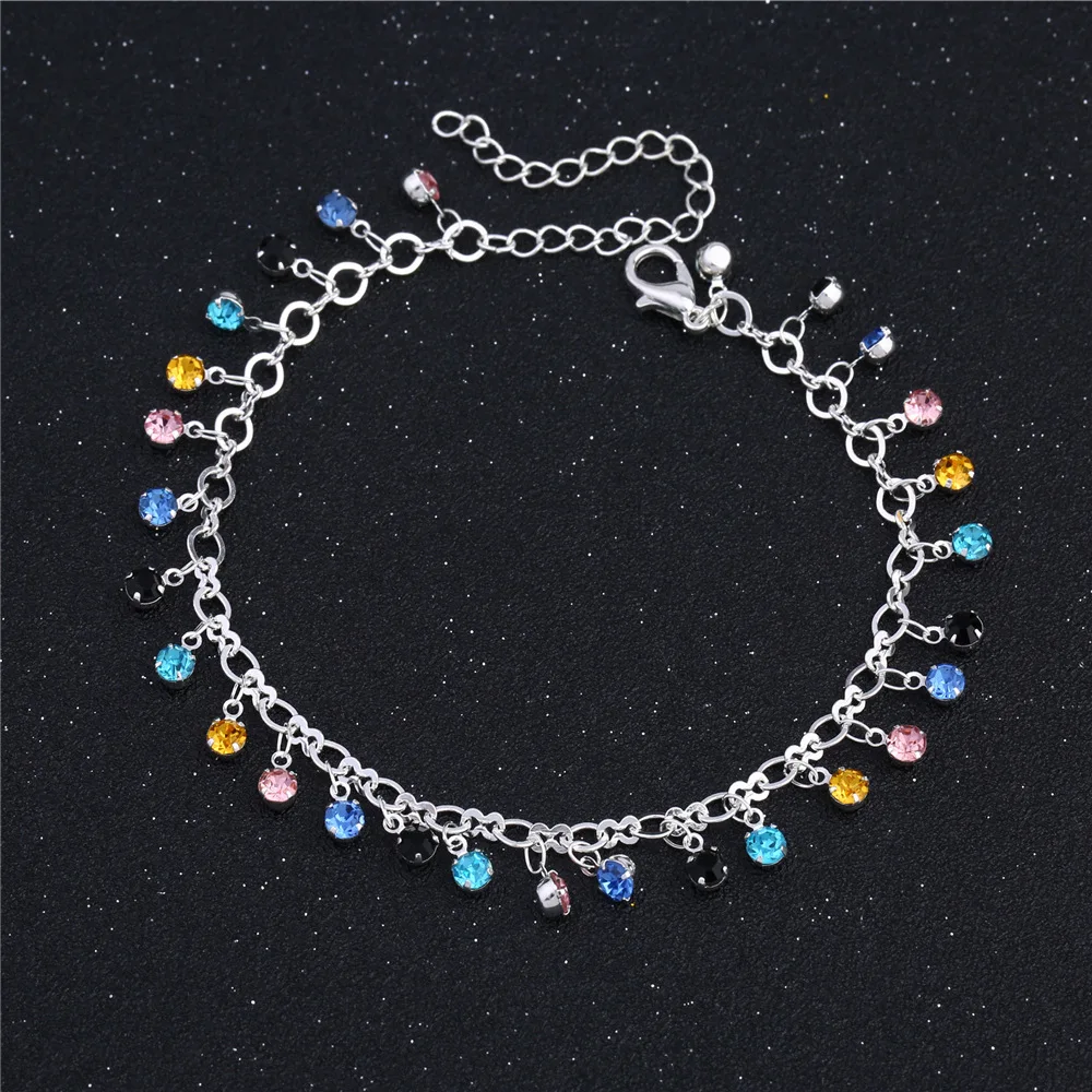 Korean Simple Set Diamond Alloy Silver Ornaments Anklet Female, Fashionable Crystal Color Anklet Bracelet Accessories Small Gift
Korean Simple Set Diamond Alloy Silver Ornaments Anklet Female, Fashionable Crystal Color Anklet Bracelet Accessories Small Gift