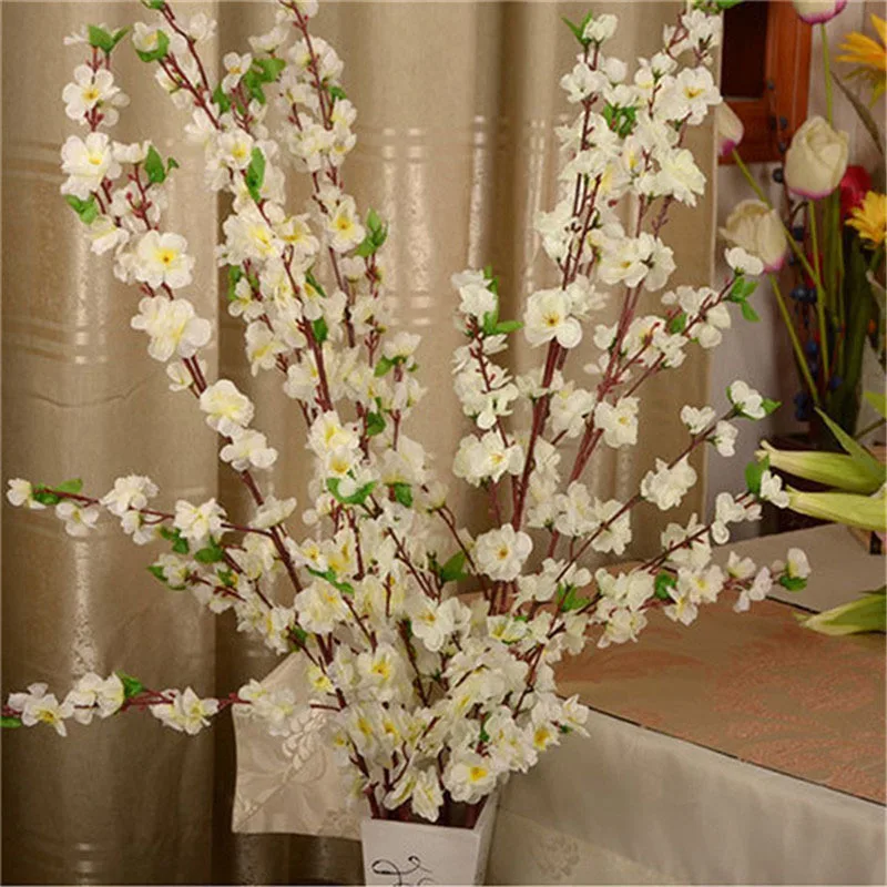 65 см искусственная вишня Весенняя Слива цветение персика ветка Шелковый цветок