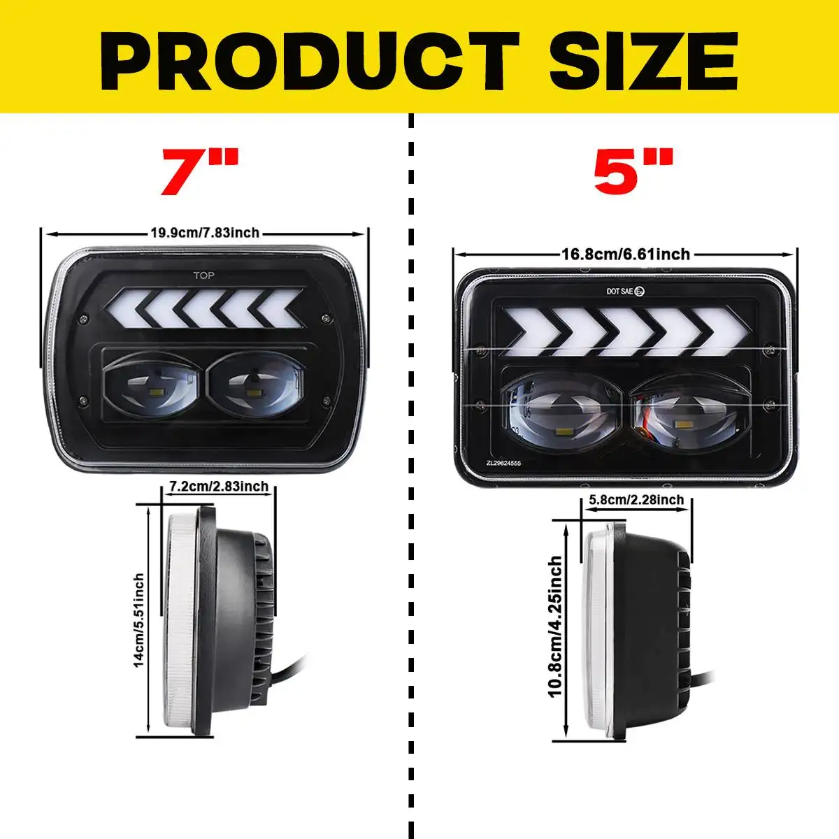 5"/7" LED Square Flowing Headlights Offroad Turn Signal Head Light Lamp for Jeep Wrangler YJ Cherokee XJ Comanche MJ Toyota GMC
5"/7" LED Square Flowing Headlights Offroad Turn Signal Head Light Lamp for Jeep Wrangler YJ Cherokee XJ Comanche MJ Toyota GMC