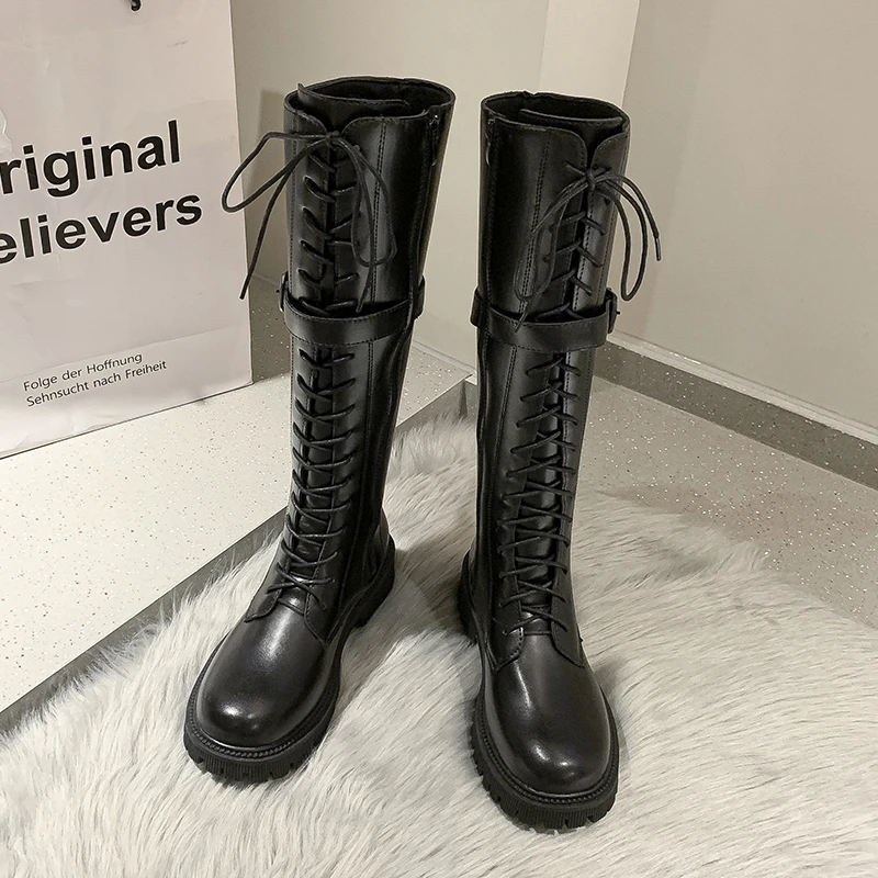 Women's High Boots Autumn and Winter New Round Toe Zipper Women's Knee-length Knight Boots Thick-soled Lace-up Motorcycle Boots
Women's High Boots Autumn and Winter New Round Toe Zipper Women's Knee-length Knight Boots Thick-soled Lace-up Motorcycle Boots