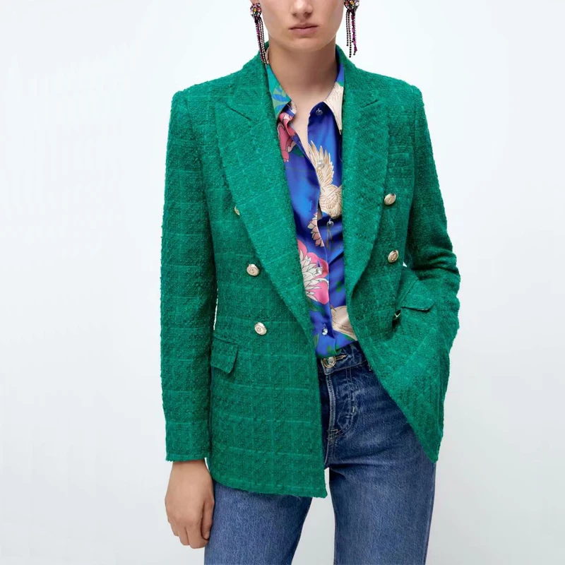 Spring and autumn women's casual solid color double-breasted pocket decorative jacket
Spring and autumn women's casual solid color double-breasted pocket decorative jacket