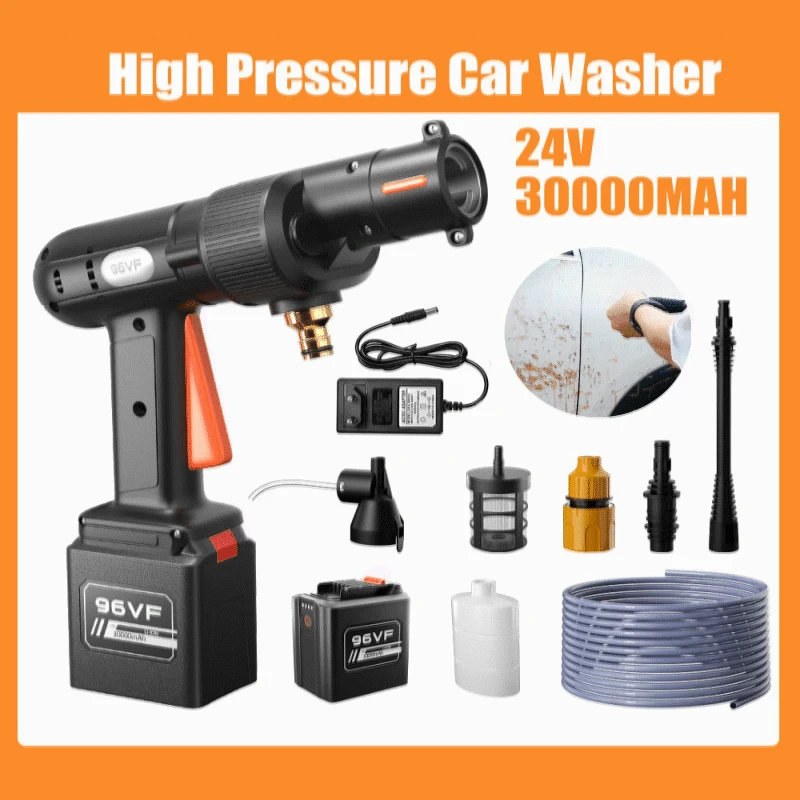 High Pressure Car Washer Water Gun 30000mah 24V Portable Pressure Washer Cordless Car Washing machine Cleaner Adjustable nozzle
High Pressure Car Washer Water Gun 30000mah 24V Portable Pressure Washer Cordless Car Washing machine Cleaner Adjustable nozzle