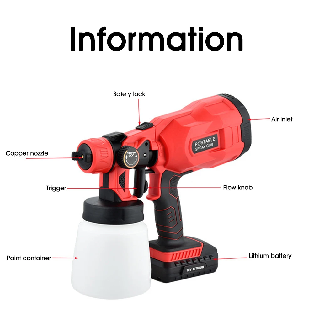 Electric Spray Gun 800ml Household Paint Sprayer High Pressur Gun Flow Control Airbrush Easy Spraying Cordless Electric Airbrush
Electric Spray Gun 800ml Household Paint Sprayer High Pressur Gun Flow Control Airbrush Easy Spraying Cordless Electric Airbrush