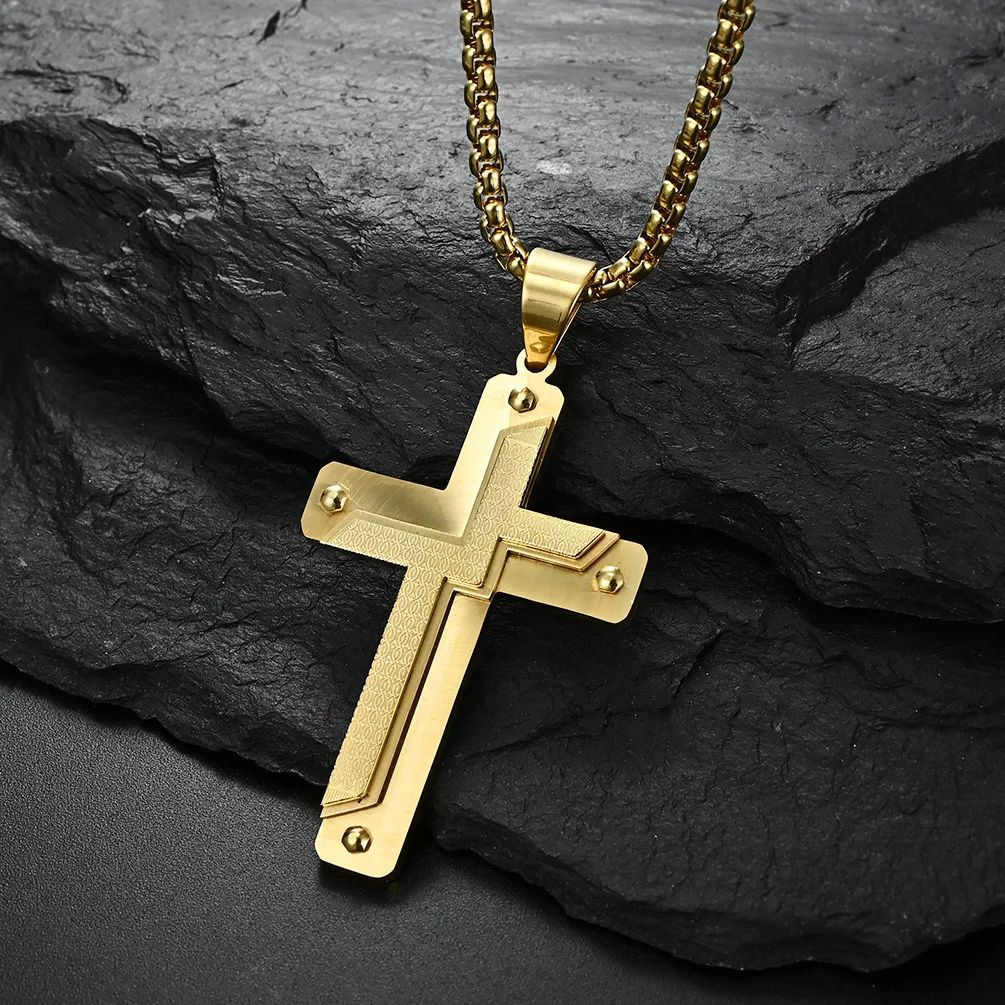 European And American Style Titanium Steel 18k Gold Plated Two-color Rivet Three-layer Large Cross Pendant Couple Necklace
European And American Style Titanium Steel 18k Gold Plated Two-color Rivet Three-layer Large Cross Pendant Couple Necklace