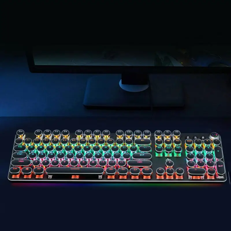 New Retro Punk Mechanical Keyboard Gamer Keyboard Electroplating Knob Luminous Keyboards 104-key For Computer Laptop Gaming
New Retro Punk Mechanical Keyboard Gamer Keyboard Electroplating Knob Luminous Keyboards 104-key For Computer Laptop Gaming
