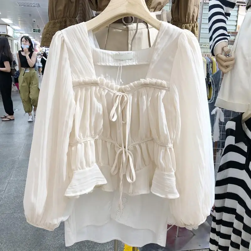 Shirts Women Solid Crop Bows Square Collar Korean Sweet Style Retro Students Cute Ladies Tops Fashion Streetwear Harajuku Kawaii
Shirts Women Solid Crop Bows Square Collar Korean Sweet Style Retro Students Cute Ladies Tops Fashion Streetwear Harajuku Kawaii