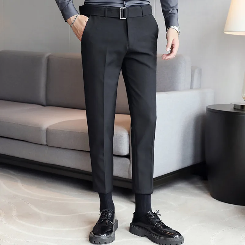 SYUHGFA 2021 New Design Men Suit Pant With Belt England Style Business Casual Trousers Autumn Slim Fit Ankle Length Bottoms
SYUHGFA 2021 New Design Men Suit Pant With Belt England Style Business Casual Trousers Autumn Slim Fit Ankle Length Bottoms