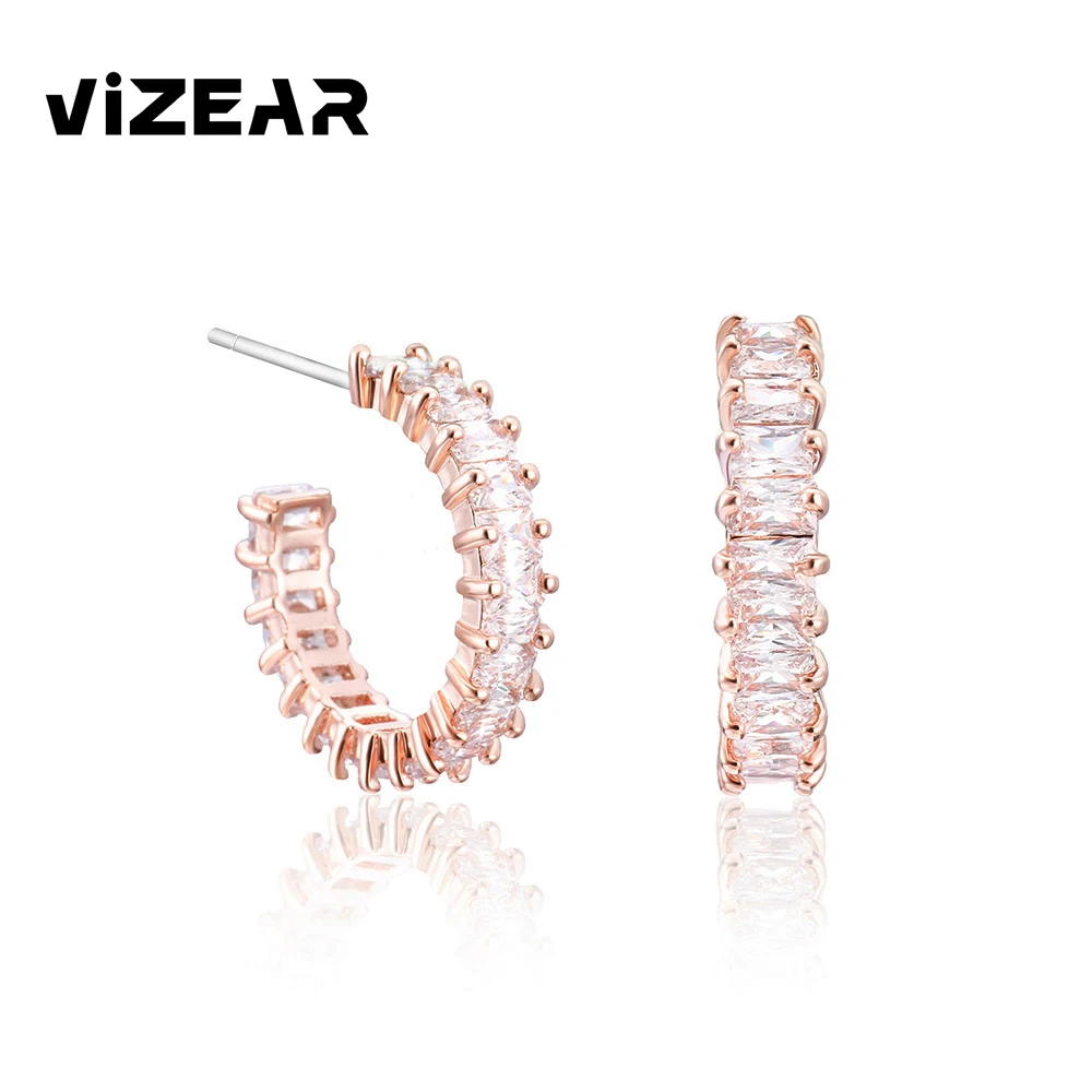 Shine CZ Earrings for Women Accessories Rose Gold Jewelry Romantic Boho C Shape Stud Earrings Female Gift Piercing Brincos 2021
Shine CZ Earrings for Women Accessories Rose Gold Jewelry Romantic Boho C Shape Stud Earrings Female Gift Piercing Brincos 2021