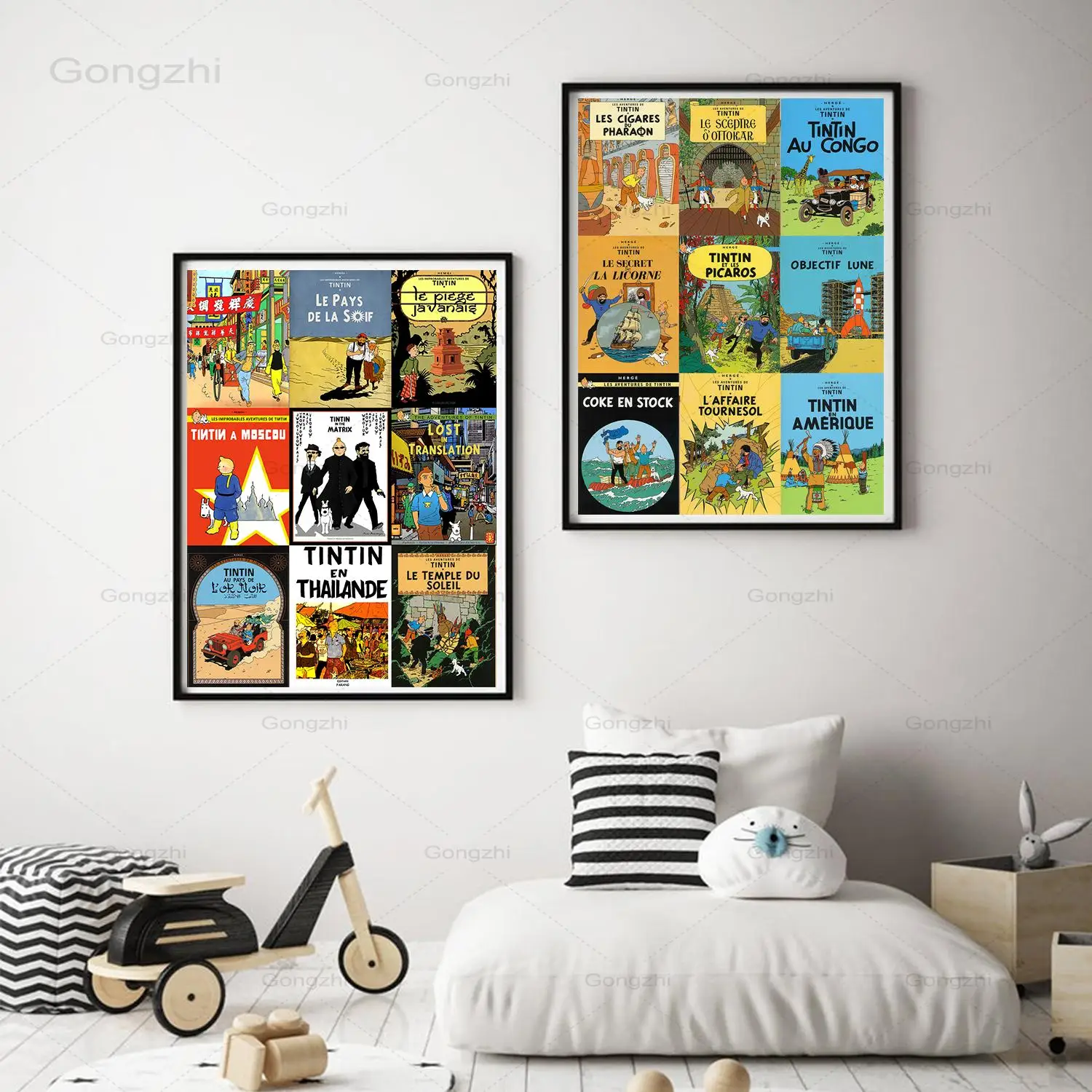 Картина на холсте Tintin ретро-комиксы с изображением верблюда пустыни винтажный