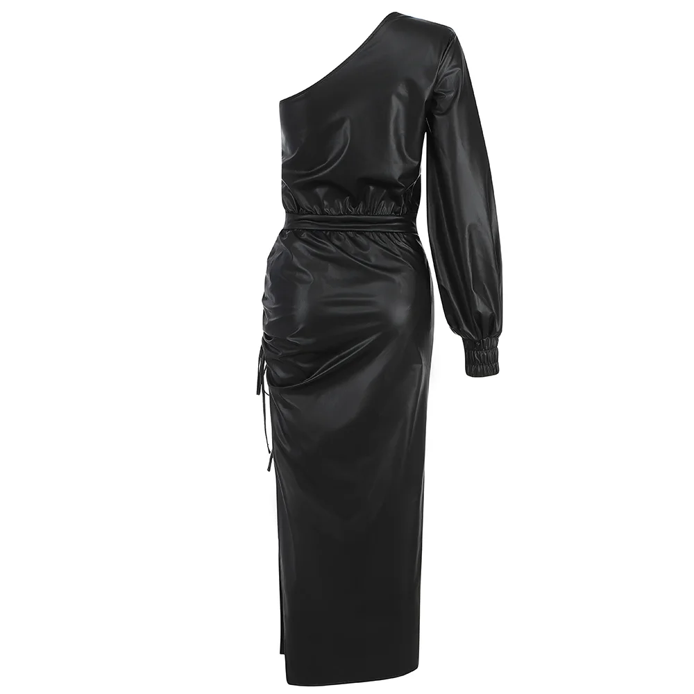 Ailigou 2021 New Summer Women One Shoulder Long Sleeve Club Party Dress Sexy Black PU Hanging Celebrity Runway Tight Dress 
Ailigou 2021 New Summer Women One Shoulder Long Sleeve Club Party Dress Sexy Black PU Hanging Celebrity Runway Tight Dress