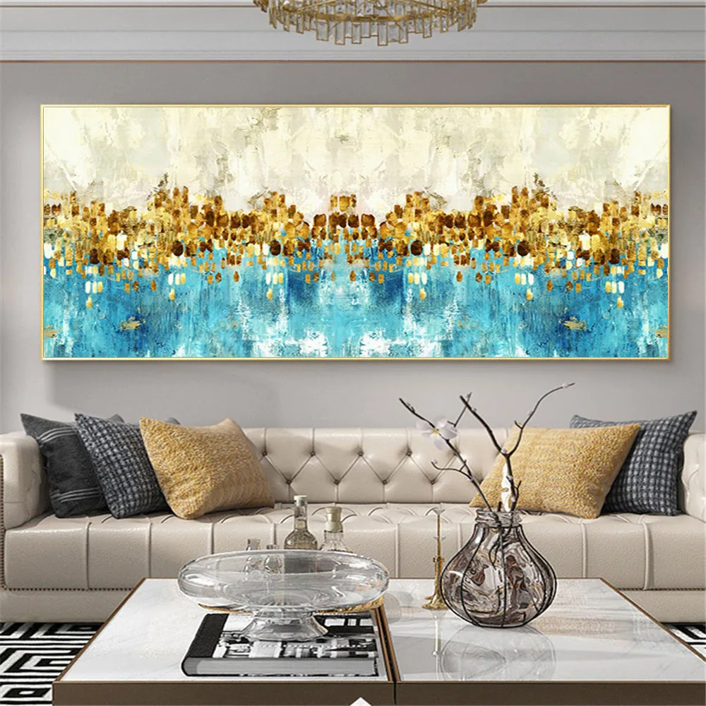 Horizontal Panel Paint Handmade Oil Painting Modern Abstract Blue Gold Art Canvas Paintings Decor Living Room Wall Art Pictures
Horizontal Panel Paint Handmade Oil Painting Modern Abstract Blue Gold Art Canvas Paintings Decor Living Room Wall Art Pictures