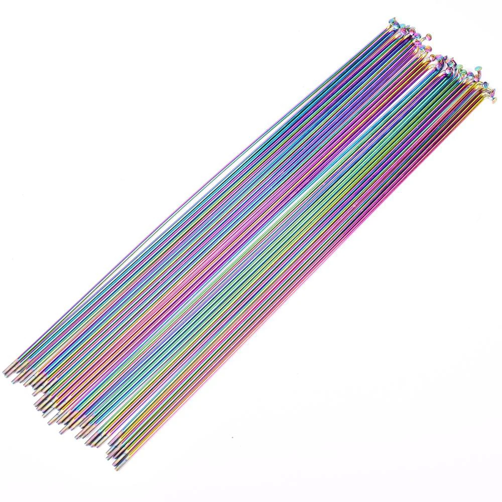 

Bicycle Spoke Wire Vacuum Pating Rainbow 26 27.5 29 Inch Mountain / Road Bike 304 Stainless Steel 14G 259/261/271/273/291/293MM