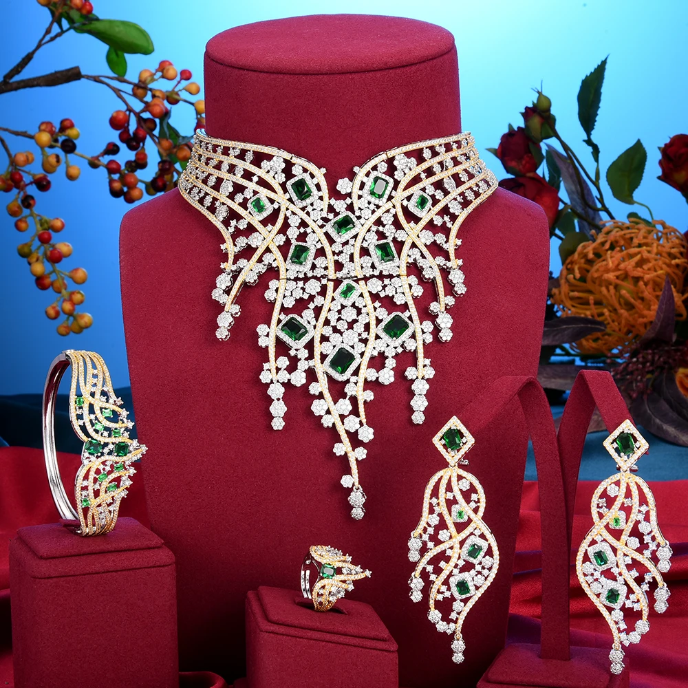 KellyBola Jewelry Fashion Gorgeous Zircon Necklace Bracelet Earring Ring 4 Pack Women's Wedding Party Performance High Quality
KellyBola Jewelry Fashion Gorgeous Zircon Necklace Bracelet Earring Ring 4 Pack Women's Wedding Party Performance High Quality