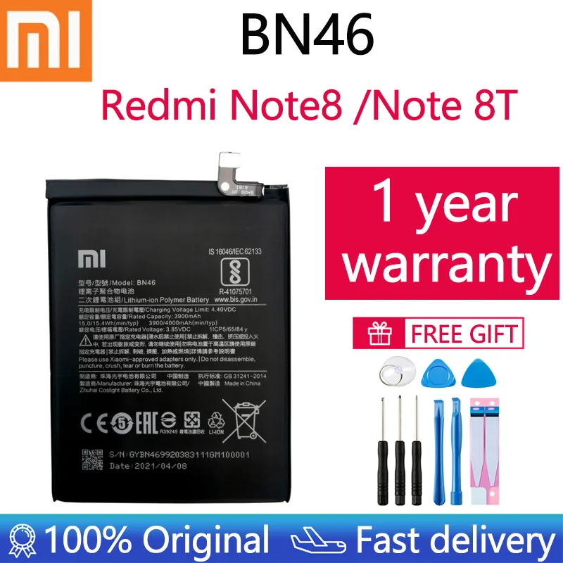 100% оригинальный сменный аккумулятор BN46 4000 мАч для Xiaomi Redmi 7 Note8 Note 8 8T телефона