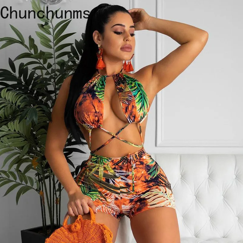 2021 Summer Leaf Printed Party Playsuits Women Sexy Sleeveless Halter Bandage Beach Rompers Female Backless Night Club Outfit
2021 Summer Leaf Printed Party Playsuits Women Sexy Sleeveless Halter Bandage Beach Rompers Female Backless Night Club Outfit