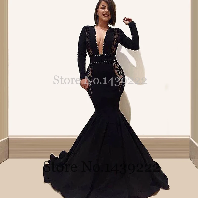 Sexy Mermaid Black Satin Evening Dress Beads Deep V Neck Graduation Mother Formal Celebrity Robe De Soiree Evening Dress
Sexy Mermaid Black Satin Evening Dress Beads Deep V Neck Graduation Mother Formal Celebrity Robe De Soiree Evening Dress