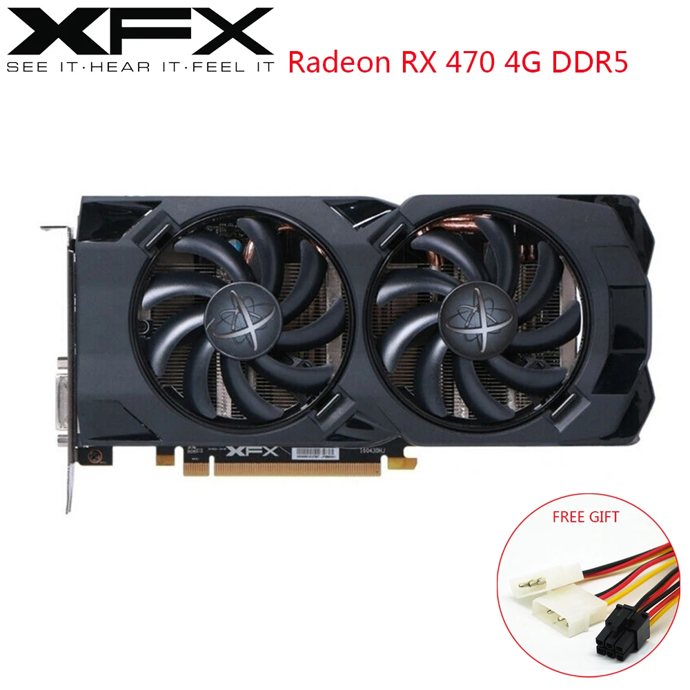 Видеокарта XFX AMD Radeon RX 470 4 ГБ DDR5 игровой ПК RX470 Гб 256 бит видеокарты для настольного