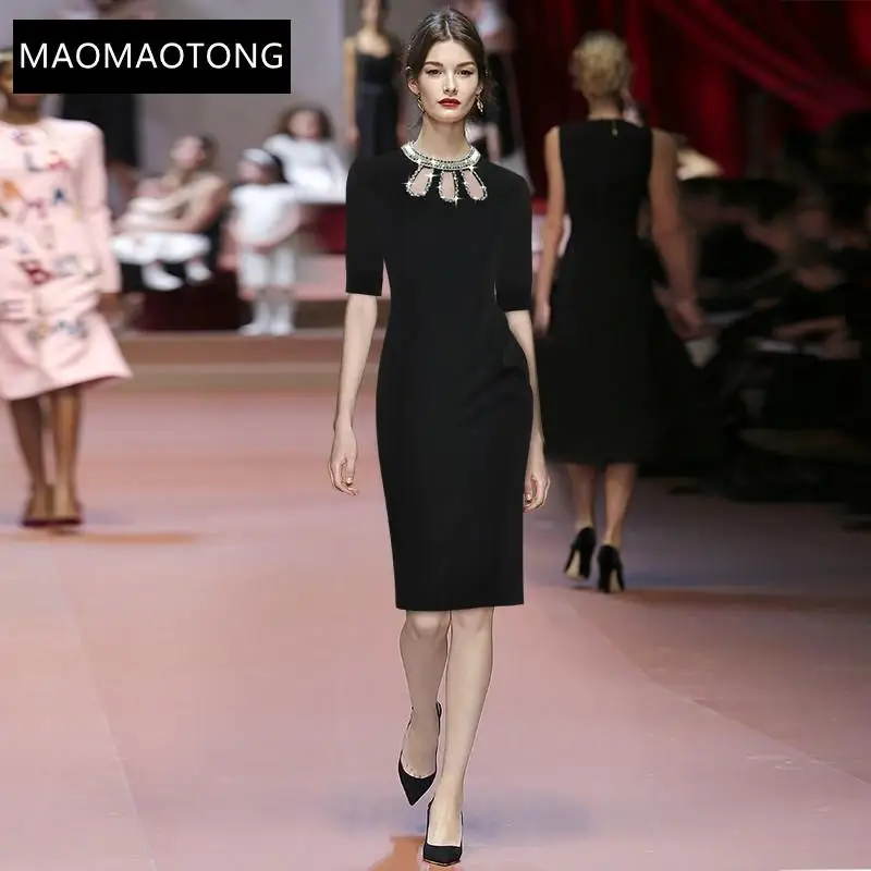 Women's Clothing Fashion Designer Dress Summer Women's Dress O-neck Hollow Out Beading Short Sleeve Black Slim Pencil Midi Dress
Women's Clothing Fashion Designer Dress Summer Women's Dress O-neck Hollow Out Beading Short Sleeve Black Slim Pencil Midi Dress