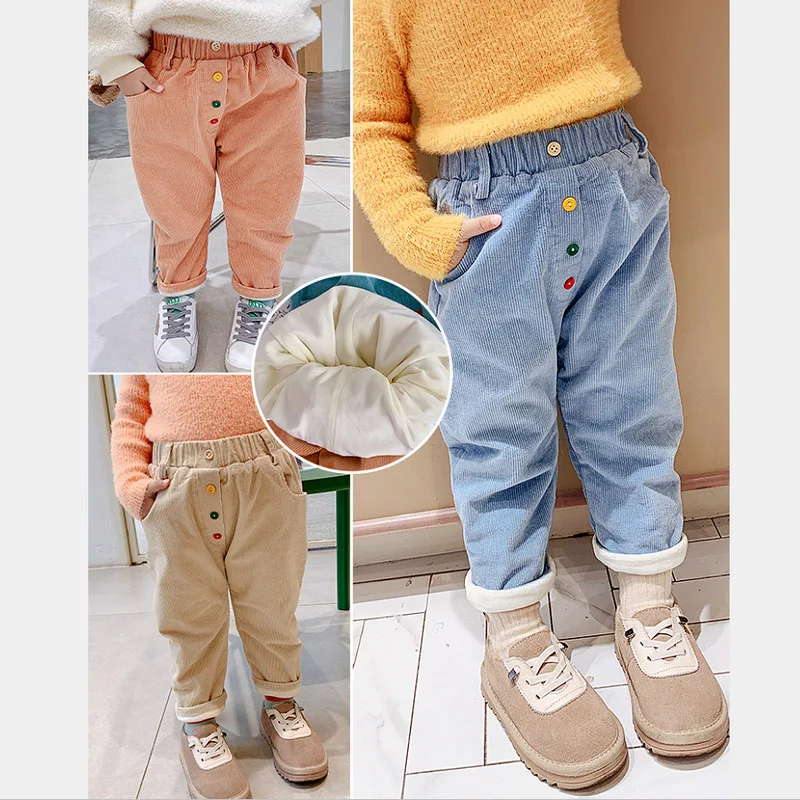 Boys and Girls Pants Rainbow Button Corduroy Plus Velvet Thickening Casual Pants 2019 Winter New Children's Clothing Girls Pants
Boys and Girls Pants Rainbow Button Corduroy Plus Velvet Thickening Casual Pants 2019 Winter New Children's Clothing Girls Pants