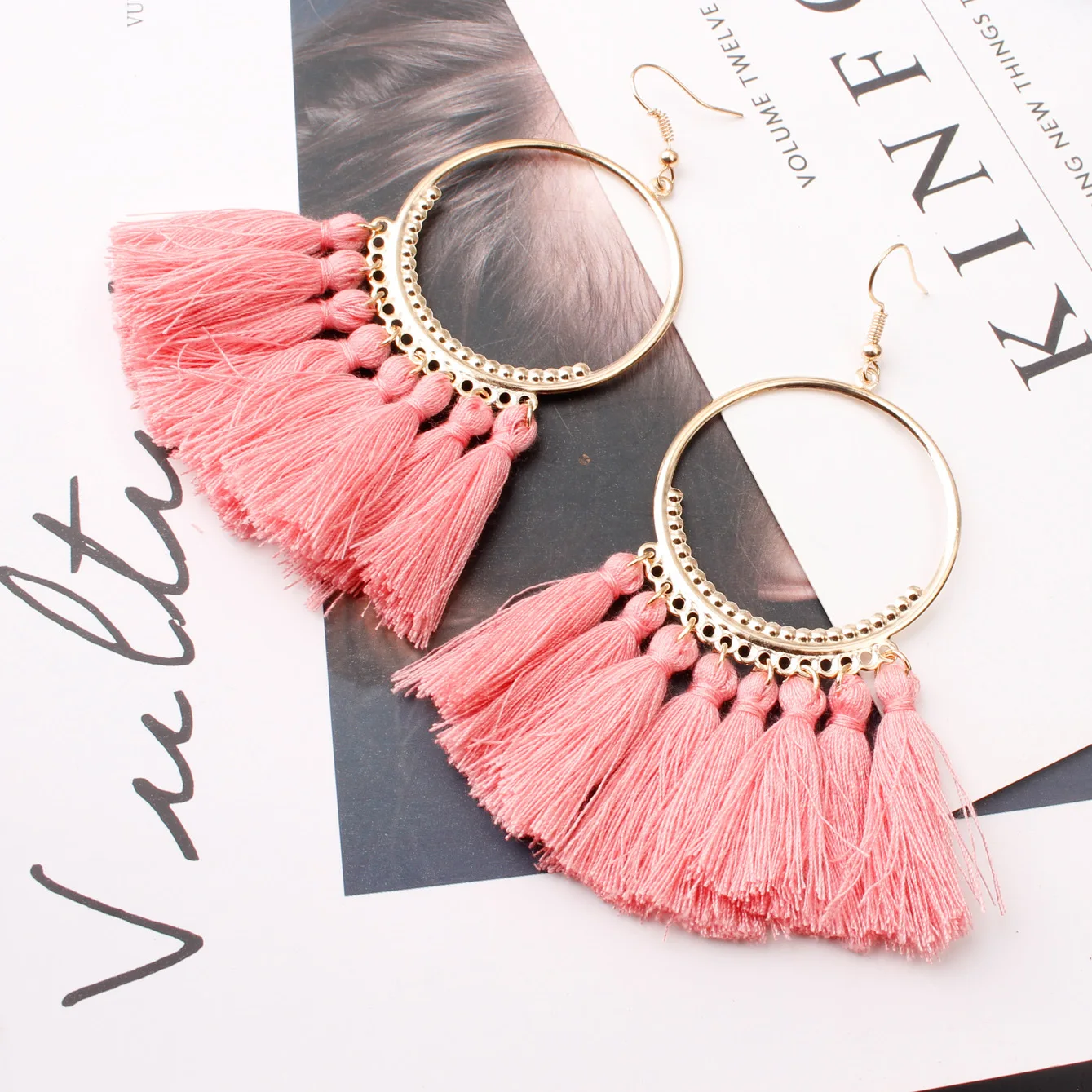 Tassel earrings fashion creative European and American accessories big ring earrings accessories bohemian eardrops accessories 
Tassel earrings fashion creative European and American accessories big ring earrings accessories bohemian eardrops accessories