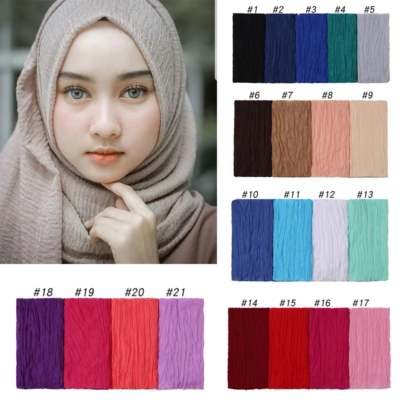 Women Pleat Crinkle Voile Muslim Hijab Scarf Breathable Plain Islam Jersey Hijabs Large Size Lady Turban Headscarf Head Wrap
Women Pleat Crinkle Voile Muslim Hijab Scarf Breathable Plain Islam Jersey Hijabs Large Size Lady Turban Headscarf Head Wrap