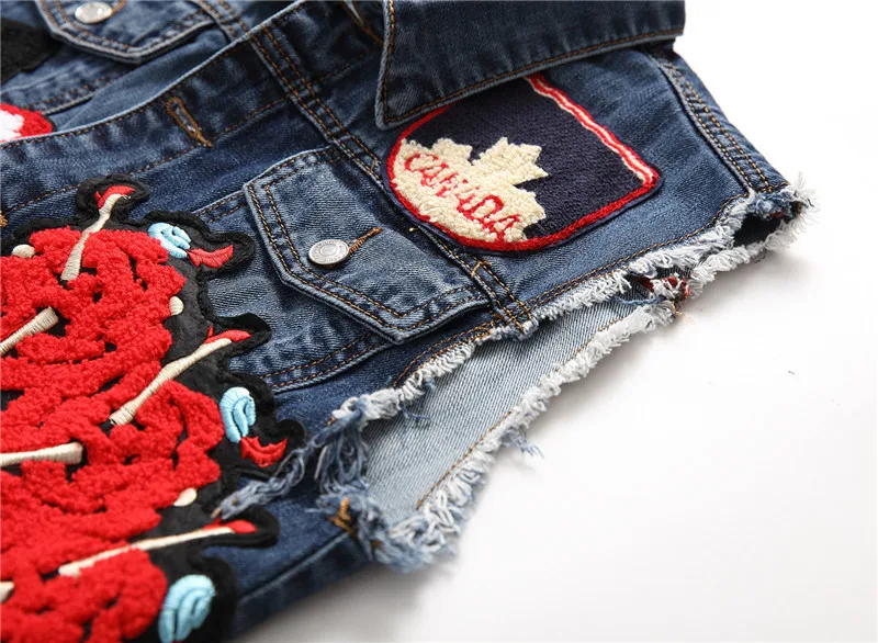 Spring and summer men's denim vest badge embroidered punk street motorcycle tide brand vest slim denim vest men's vest tops
Spring and summer men's denim vest badge embroidered punk street motorcycle tide brand vest slim denim vest men's vest tops