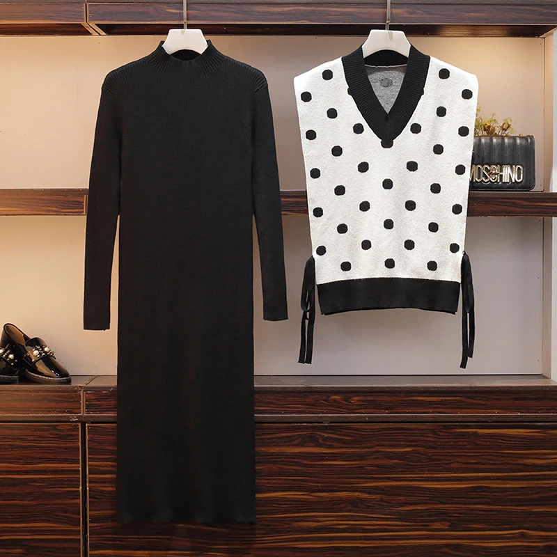 Big Yards New Knitting Vest With Dress Two Pcs Knitted Suits Women Clothing Set Knitwear Vestido Leisure Outfit Fashion L-4XL
Big Yards New Knitting Vest With Dress Two Pcs Knitted Suits Women Clothing Set Knitwear Vestido Leisure Outfit Fashion L-4XL
