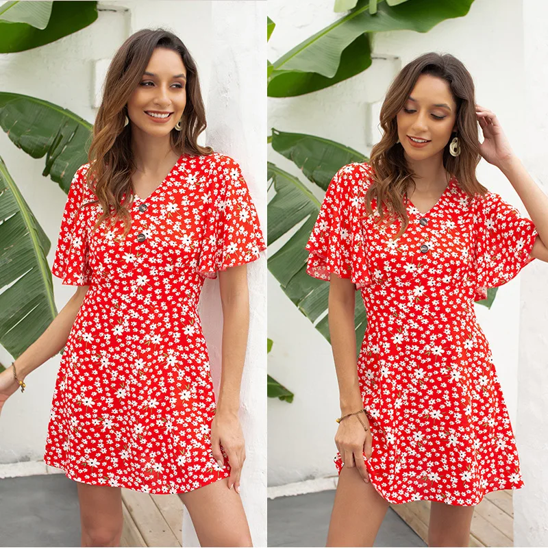 2020 Women Summer Sexy Elegant Wrap Mini Dress Floral Print High Waist Beach Tunic Sundress Loose Party Pleated Dress Vestidos
2020 Women Summer Sexy Elegant Wrap Mini Dress Floral Print High Waist Beach Tunic Sundress Loose Party Pleated Dress Vestidos