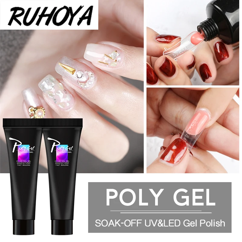 Ruhoya био-Гели Soak Off поли-моментальный эффект! УФ гель Быстрый строительный 10 м
