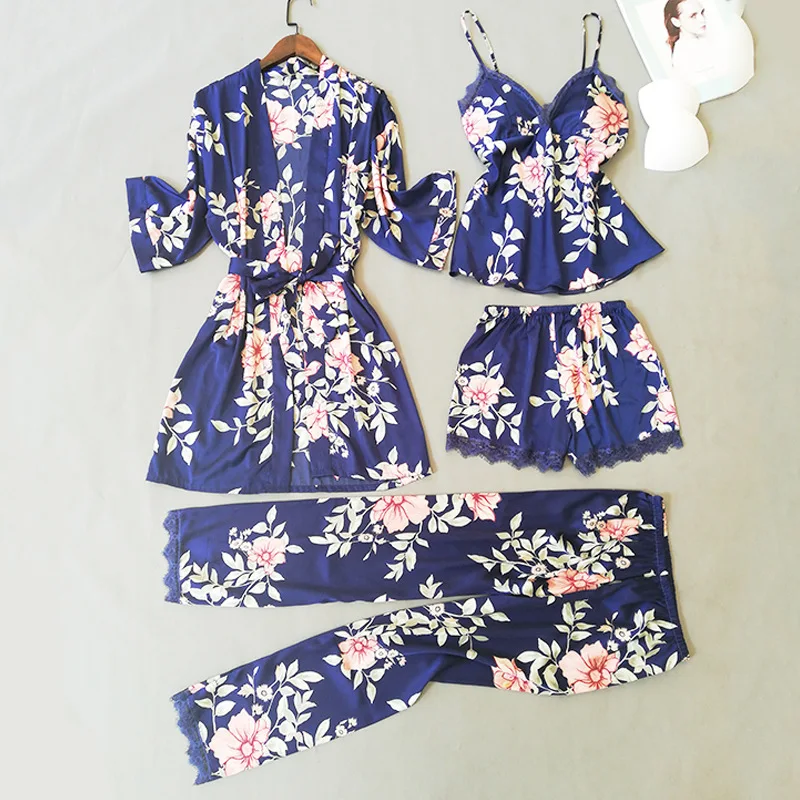 Lady 4PCS Robe Suit Satin Print Sleepwear Nightwear Casual Kimono Gown Nightgown Sexy Pajamas Intimate Lingerie Home Clothes
Lady 4PCS Robe Suit Satin Print Sleepwear Nightwear Casual Kimono Gown Nightgown Sexy Pajamas Intimate Lingerie Home Clothes