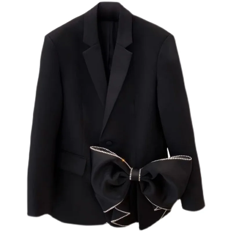 DEAT Women Black Bow Diamonds Single Breasted Blazer New Notched Long Sleeve Slim Fit Jacket Fashion Tide Summer 2021 7E125
DEAT Women Black Bow Diamonds Single Breasted Blazer New Notched Long Sleeve Slim Fit Jacket Fashion Tide Summer 2021 7E125