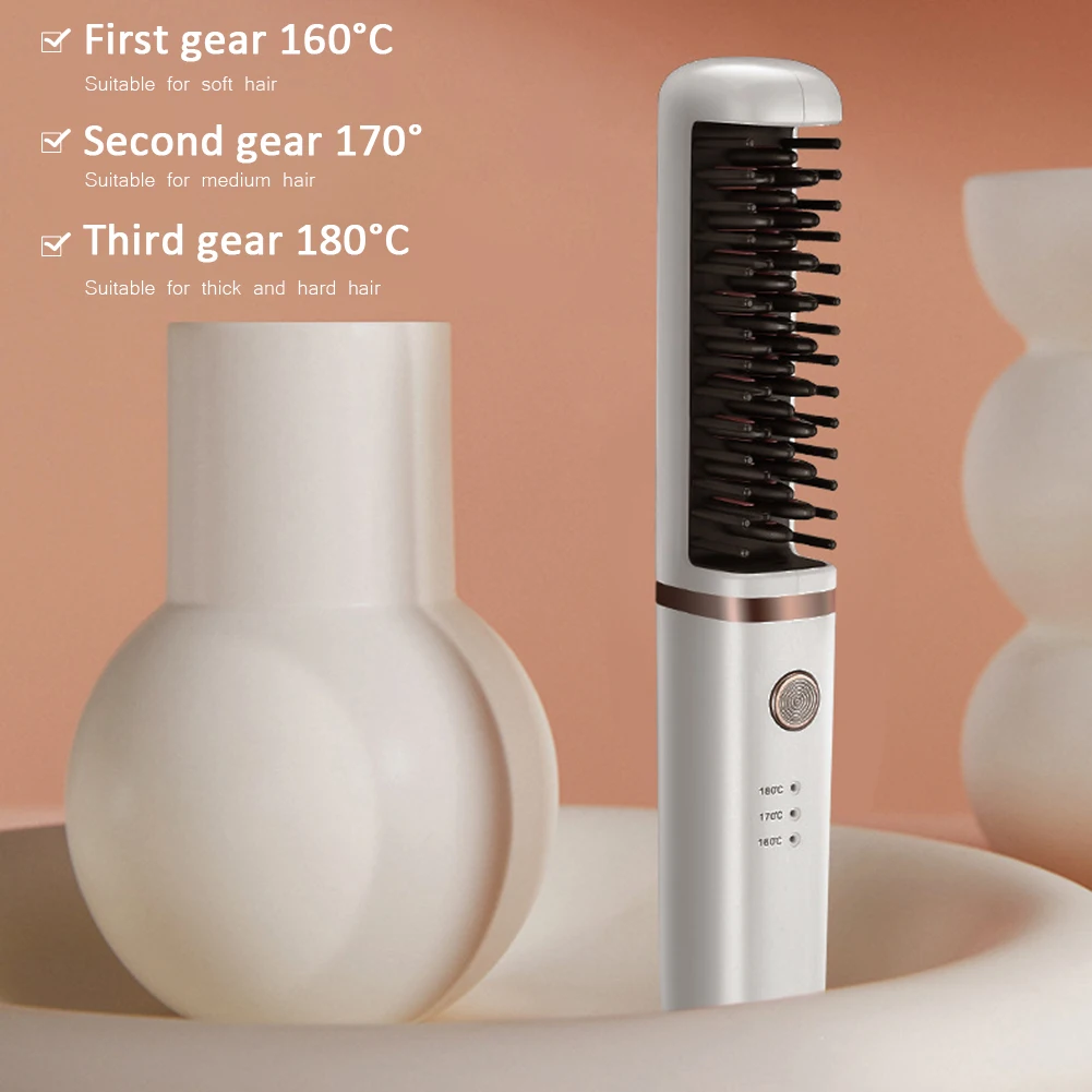 

30W Hot Air Comb Cordless Hair Straightener Curler Heat Hair Brush Styler Multifunctional Hair Straightener Curler Hairdressing