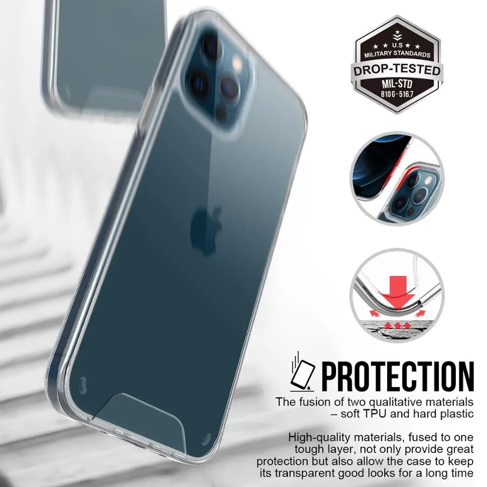 Прозрачный ударопрочный акриловый чехол для iPhone 12 11 Pro XS Max Mini XR X 6 6S 7 8 Plus SE 2020