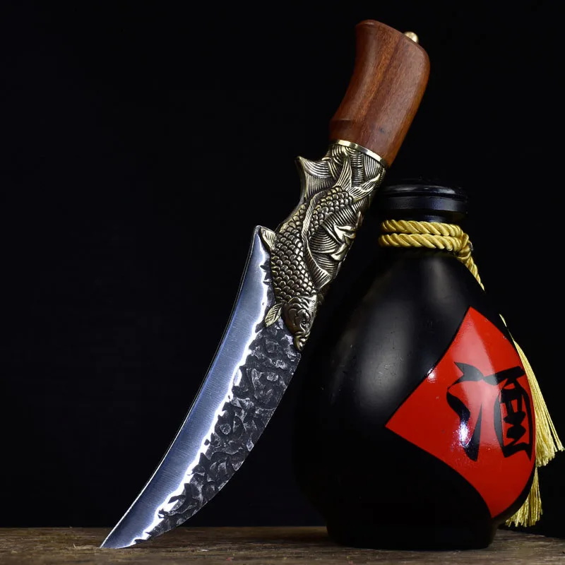 5.5" Handmade Viking Knife 7Cr17CoMoV High Carbon Steel Sharp Paring Grapefruit Peeling Boning Kitchen Knives Copper Fish Decor
5.5" Handmade Viking Knife 7Cr17CoMoV High Carbon Steel Sharp Paring Grapefruit Peeling Boning Kitchen Knives Copper Fish Decor