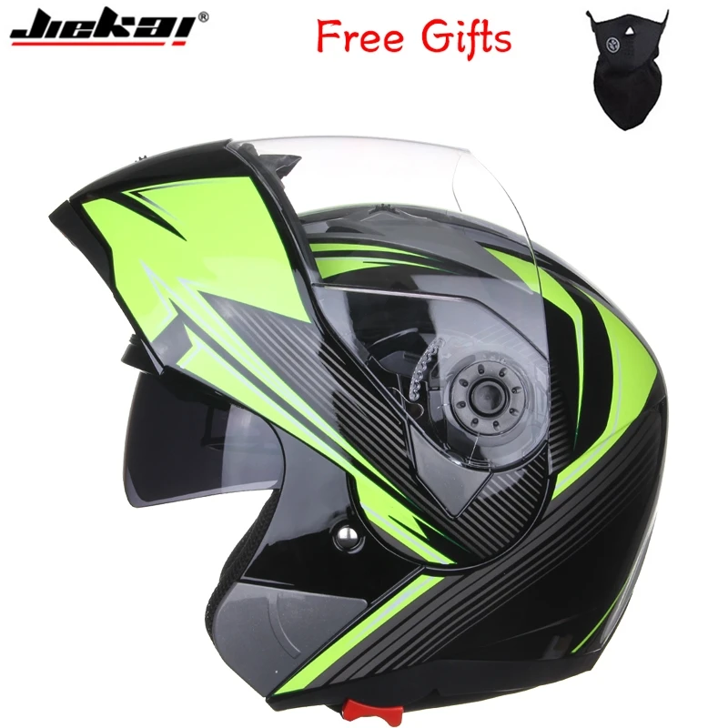 

Professional Double Glass Motorcycle Helmet Jiekai Flip Up motorbike Helmet 22 option available with internal black sunglass