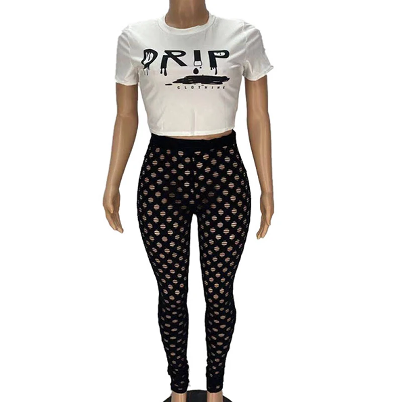 Summer Women Fashion Letter Printed Short Sleeve Sexy Hollow Out Perspective Slim Two Piece Set Pant Set
Summer Women Fashion Letter Printed Short Sleeve Sexy Hollow Out Perspective Slim Two Piece Set Pant Set